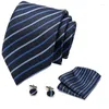 Bow Ties Mens Silk Neckwear Casual Business 7.5cm Hanky Cufflinks Sets Wedding Classic Solid Printed Men Suit Accesories