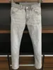 Мужские дизайнерские джинсы скинни разорванная краска разбрызгивает крутой парень причинно -причинно -расстроенная джинсовая джинсовая джинсы
