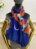 Écharpe longue femme châle bonne qualité 100% laine matière pinte motif papillon taille 180cm - 65cm