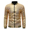 Giacche da uomo Giacca da discoteca con paillettes blu royal Uomo 2022 Autunno Streetwear Uomo con paillettes e cappotti Bomber da baseball Maschile