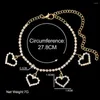 Anklets Trendy Luxury Rhinestone Heart Bracelet For Women Bling Crystal Chain Anklet Summer Beach Sandals On Leg Foot Jewelry