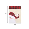 Bolsa de regalo de Navidad de lino de Santa Saco de tela escocesa roja Bolsas de asas con cordón Decoración del festival JNB15972