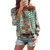 Women's Blouses Plus Size Clothing For Men Womens Top Sexy Off Shoulder Floral Long Sleeve Print Cropped Shirt Medium Set Women