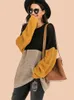 Женские свитера Женщина Негабаритный свитер продает одежду большого размера для женского цветового блока вязаная перемычка с длинным рукавом.