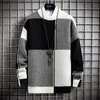 Neue Männer Casual Pullover Dicke Warme Harajuku Pullover Herbst Winter Herren Patchwork Plaid Pullover Gestrickte Oansatz Tops Kleidung