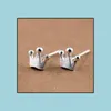 Stud 925 Sterling Sier Mini Crown Ear Studs for Girls Children Gioielli Bravo buon amico per le orecchie carine Regali di compleanno Dropse Giorne Dhbnz