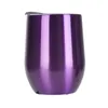 Fast Ship 12oz Wine Tumblers Egg Tumbler Stemless Tumbler Rostfritt stål Dubbelmurat med lock blandade färger Alternativ