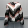 女性の毛皮のフェイクファージャケット女性秋冬新しい韓国の革革模様の革張り丸い襟短いコート大規模t220928