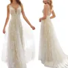 Casual Dresses Women Elegant Wedding Embridery Dress Sexig spets Floral Backless Aftonklänning Bridal White Spaghetti Strap Maxi Robe