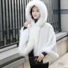 Women's Fur Plush Coat Lamb Fleece Short Slim Shawl Cape Spring And Autumn Fashion