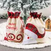 Linen Santa Sack Christmas Gift Bag Red Plaid Drawstring Bags Festival Decoração BBB15972