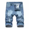 men's Jeans Summer Shorts Men Ripped Stretch Bermuda Masculina Hole Capri Mens Breathable Denim Short Male Pants V77L#