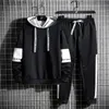 Erkeklerin Trailtsits Beyaz Hoodies Mens Trailsuit Sonbahar Patchwork Sportswear Marka Giyim Erkekler Set Pullover Hoodies Pants Moda Takım XL G220928