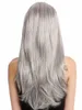 Популярные женские парики Женщины с длинной плавной бахромой серого серебряного серого парика