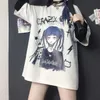 ملابس قوطية فضفاضة tirts harajuku على غرار طباعة أنيمي tshirt أرفع الشارع الإناث