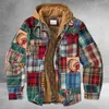 Men's Retro Vintage Winter Long Sleeve Plaid Shirt Jacket For Men Checked Coat Overcoat Hooded Pocket Jacket