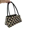 Small embroidered fabric Symbole bag Luxury Designer brushed leather Supernova handbag enameled metal triangle logo Zipper closure Women's Should X8Xk#