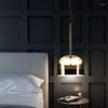 Lampki wiszące nowoczesne luksusowe proste światła LED do sypialni salon szklany lampka przemysłowa 111