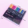 Markers 8/12 Colors Double Line Metallic Color Pen Magic Sketch Marker Glitter for Drawing Painting Scribbling Art School Supplies 220929