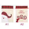 Linen Santa Sack Christmas Gift Bag Red Plaid Drawstring Bags Festival Decora￧￣o Rre14603