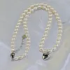 Trendowa mała perła słodkowodna i koralika spersonalizowana biżuteria 925 Srebrny Srebrny Naszyjniki Choker 4,5-5 mm Kształt ryżowy