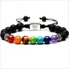 Perlenstränge Yoga handgefertigt 7 Chakra Baum des Lebens Charm-Armbänder Lavasteine Mticolor Perlen Seil Armband Frauen Männer Armreifen Drop D Otdsm