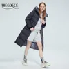 Women Down Parkas Miegofce Winter Long Kurtka Kobiety z kapturem ciepłe wiatrakowe kieszenie płaszcza ukryte zamek błyskawiczne odzież Parka D22671 220929