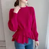 Womens Sweaters Fashion Ruffles Spliced Knitted Folds Asymmetrical Sweaters Womens Clothing Autumn Loose Casual Pullovers Korean Tops 220929