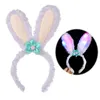 Luz LED Fluffy diademas decoración para mujeres niñas felpa orejas de conejo diademas regalos Pascua Navidad disfraz diadema adultos fiesta suministros