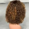 Deep Wave Human Hair Wig With Bangs Brown Color 150 200 Density Curly Full Machine Wigs For Black Women Cheap No Lace Bob Wigfactory direct