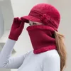 Cappelli invernali da donna Mantieni caldo cappello e sciarpa lavorati a maglia Set di due pezzi per berretto da donna in pelliccia di coniglio casual ZZB15878