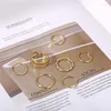 Cluster Rings Punk Hip Hop Gold Chain Set for Women Girls Fashion Geometric Simple Finger Vintage Jewelry Party Gifts