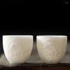 Cups Saucers Dehua White Sheep Fat Jade Porcelain China Teacup Ceramic Master Single Kungfu Tea Cup Home Travel Mug Gifts