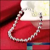 Perles Brins Doteffil 925 Sterling Sier 6Mm Cercle Forme Perle Bracelet Pour Les Femmes De Mariage Fiançailles Fête Bijoux Drop Delivery 20 Otpg2