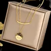 Pendant Layered Initial Necklaces for Women 14k titanium steel double necklace layering Clavicle chain wear it in the bath no need to take off