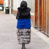 Frauen Pelz Mode X-lange Echt Mantel Ärmellose Winter Hohe Qualität Echte Voll Fell Weste Mit Kapuze Dicke Mäntel