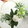 Decorative Flowers White Artificial Wreath Bouquet Wall Front Door Garland Home Decoration Hanging Accessories Festival Deco Fake Silk Leaf