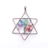 Natural Chips Gem Stone 7 Chakra Reiki Tree of Life Pendants Women Man Jewelry Five Pointed Star Metal Copper N3810