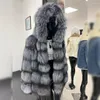 Kadın kürk kadın doğal gümüş ceket kaput orta uzunlukta bütün cilt orijinal ceket kadın kış lüks dışarısı