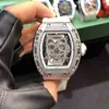 Original ZF Factory Rm Milles Luxury Watches Mechanical Rm5201 Skull Hollowed Out Fully with Diamond Studded