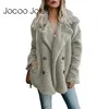 Kvinnors päls faux jocoo jolee kvinnlig varm kappa kvinnor höst vinter teddy casual överdimensionerad mjuk fluffig fleece jackor överrock 220928