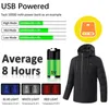 Jaquetas de caça Roupas de algodão aquecido inteligentes 4-11 Zonas únicas e duplas de controle de aquecimento elétrico USB Termostato Menina de capuz masculina