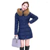 Women's Trench Coats Winter Warm Jackets Slim Fit Thicken Hooded Women Long Parkas Solid Color Fur Collar Pockets Thick Outerwear