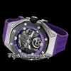 TWF TW26620 A2965 Handlindande herrklocka 42mm Tourbillon Titanium Steel Case 3D Black Panther Dial Purple Rubber Strap 2022 Limited Super Edition Eternity Watches