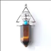 Colares pendentes homens Acessórios para joias da mulher quartzo hexagonal de reiki pendente de pedra natural Chakra Cura