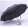 Parapluies Leoduknow trois affaires pliantes poignée en métal en bois entièrement automatique 1,2 mètres parapluie coupe-vent 10k ensoleillé et pluvieux pour hommes 220929