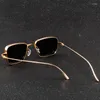 Solglas￶gon 2022 Vintage Metal Steampunk for Men Women Square Fashion Stylish Retro Brand Shades UV400 Sun Glasses