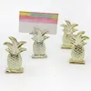 80st tropiskt tema bröllop gynnar guld ananasplats korthållare sommarfestdekorativ ananas namn Fotohållare