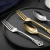 Dinnerware Sets Retro Vintage 304 Stainless Steel Relief Tableware Set Knives Forks Teaspoon Golden Silver Luxury Cutlery 1pcs