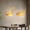 Lampes Suspendues Poisson Lustre En Bois Art Créatif Personnalité Moderne Minimaliste Japonais Restaurant Baleine Lampe Chambre Balcon 80cm